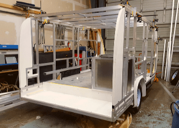 custom tear drop trailer with welded aluminun frame