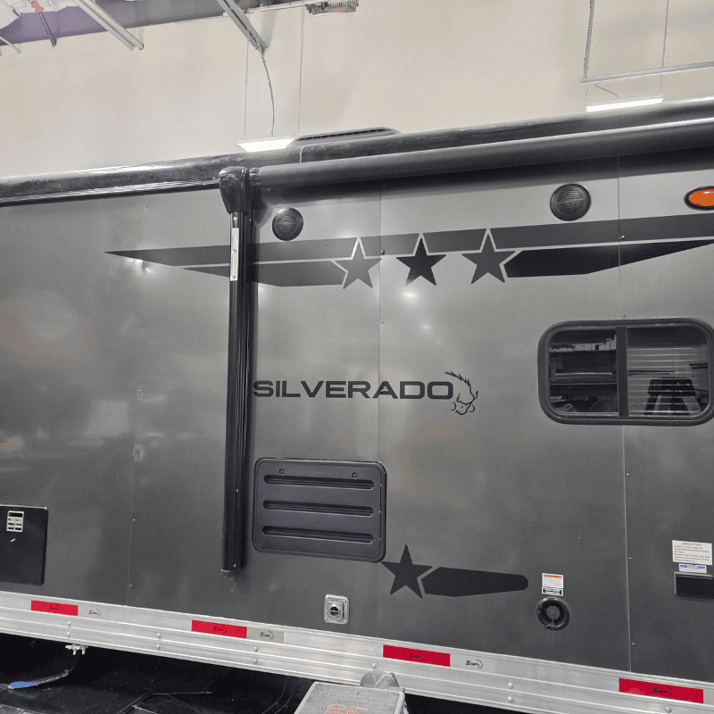 Bison Silverado horse trailer after custom repair and detailing by Ace of Spades Custom RV in Las Vegas